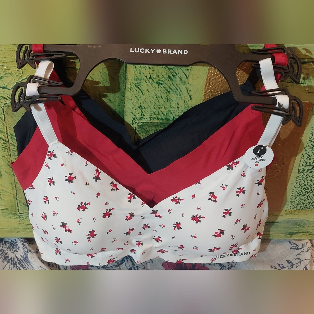 Lucky Brand Red and White Floral Bra - Picture 2 of 6